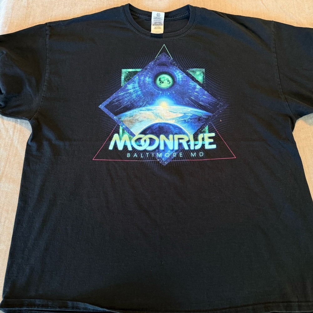 Moonrise Baltimore MD 2016 Festival Band Tour T Shirt Black 2XL Cosmic Graphic